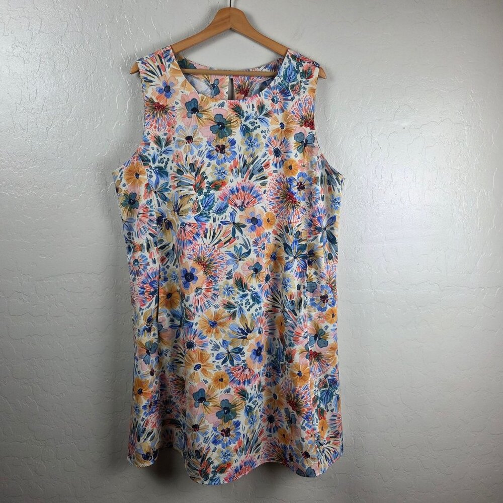 Sleeveless Floral A-Line Dress in Multi-Color